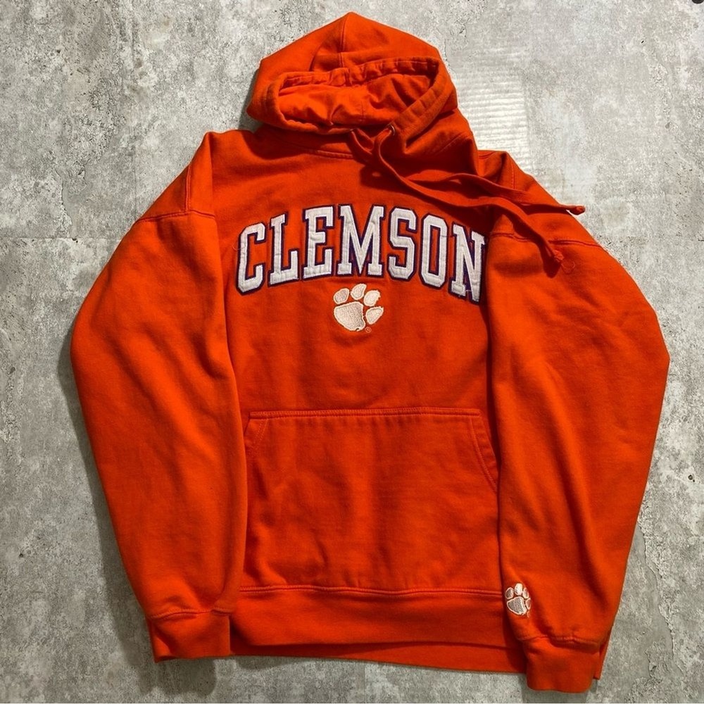 Old‎ Varsity Brand Clemson Tigers Hoodie Orange XL Embroidered NCAA Sweatshirt
